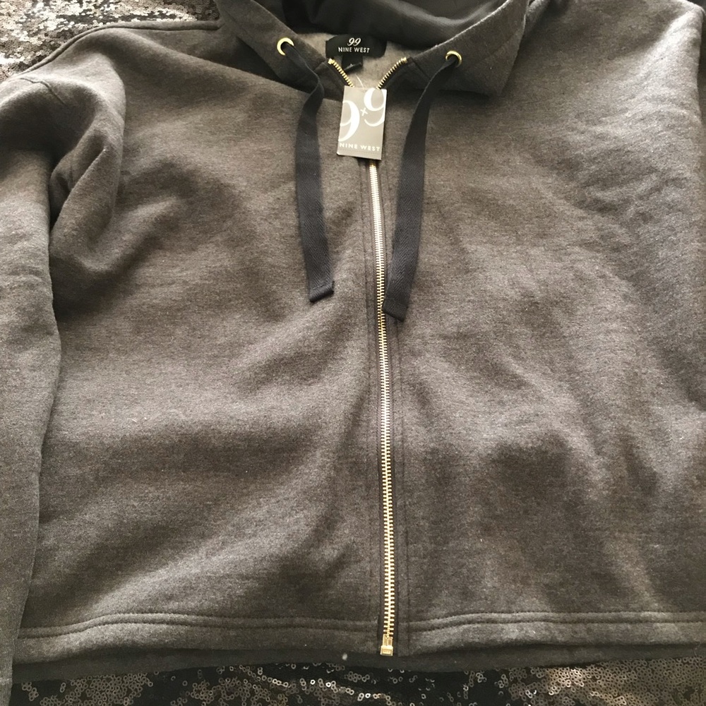 Nine West hoodie zip front new charcoal jacket